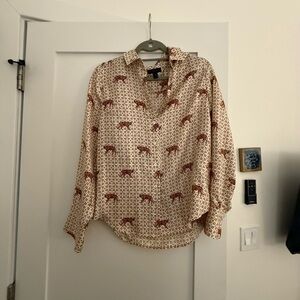 Cream and Brown Patterned Shirt